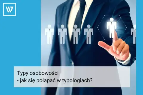 Biznesmen wybiera jednego z wielu ludzi, symbolizując 16 typów osobowości i ich zrozumienie.